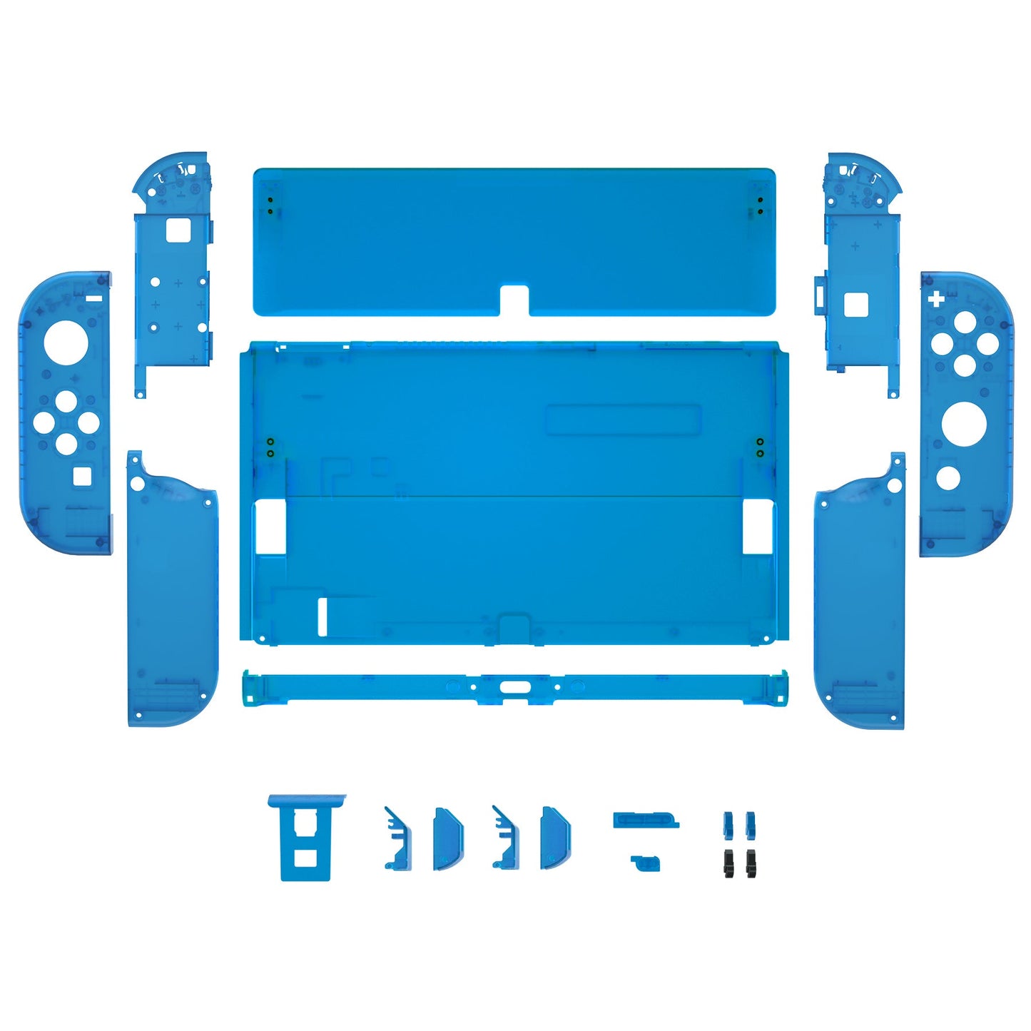 eXtremeRate Retail Clear Blue Custom Full Set Shell for Nintendo Switch OLED, DIY Replacement Console Back Plate & Kickstand, NS Joycon Handheld Controller Housing with Colorful Buttons for Nintendo Switch OLED - QNSOM5006