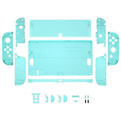 eXtremeRate Retail Emerald Green Custom Full Set Shell for Nintendo Switch OLED, DIY Replacement Console Back Plate & Kickstand, NS Joycon Handheld Controller Housing with Colorful Buttons for Nintendo Switch OLED - QNSOM5007