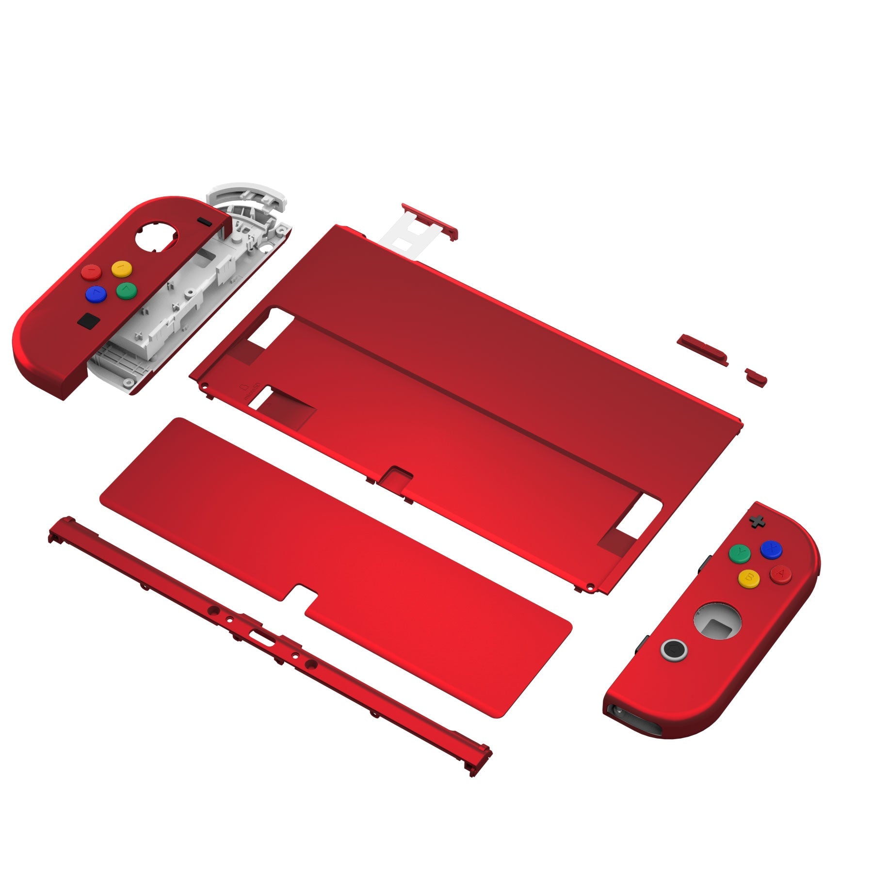 eXtremeRate Retail Vampire Red Soft Touch Full Set Shell for Nintendo Switch OLED, Replacement Console Back Plate & Metal Kickstand, NS Joycon Handheld Controller Housing & Buttons for Nintendo Switch OLED - QNSOP3004