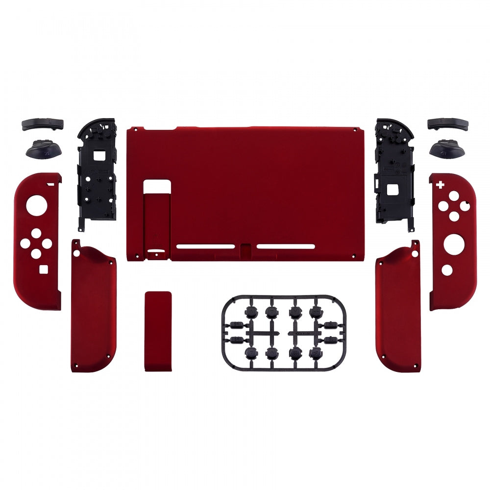 eXtremeRate Retail Soft Touch Grip Red Handheld Console Back Plate, Joycon Handheld Controller Housing Shell With Full Set Buttons DIY Replacement Part for Nintendo Switch - QP302