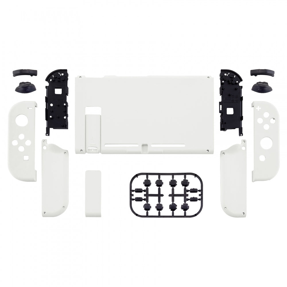 eXtremeRate Retail Soft Touch Grip White Handheld Console Back Plate, Joycon Handheld Controller Housing Shell With Full Set Buttons DIY Replacement Part for Nintendo Switch - QP303