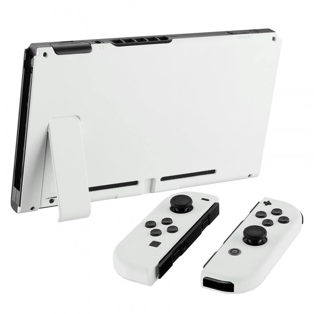 eXtremeRate Retail Soft Touch Grip White Handheld Console Back Plate, Joycon Handheld Controller Housing Shell With Full Set Buttons DIY Replacement Part for Nintendo Switch - QP303