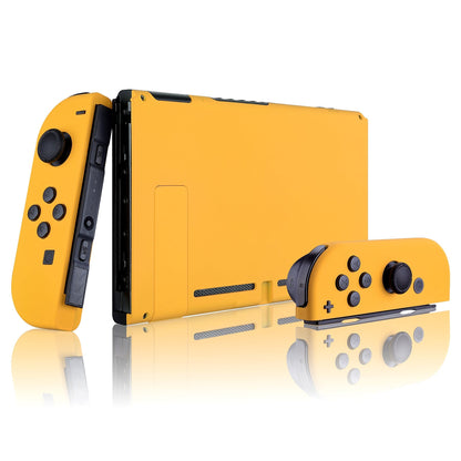 eXtremeRate Retail Soft Touch Grip Caution Yellow Handheld Console Back Plate, Joycon Handheld Controller Housing Shell With Full Set Buttons DIY Replacement Part for Nintendo Switch - QP305