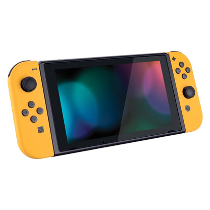 eXtremeRate Retail Soft Touch Grip Caution Yellow Handheld Console Back Plate, Joycon Handheld Controller Housing Shell With Full Set Buttons DIY Replacement Part for Nintendo Switch - QP305