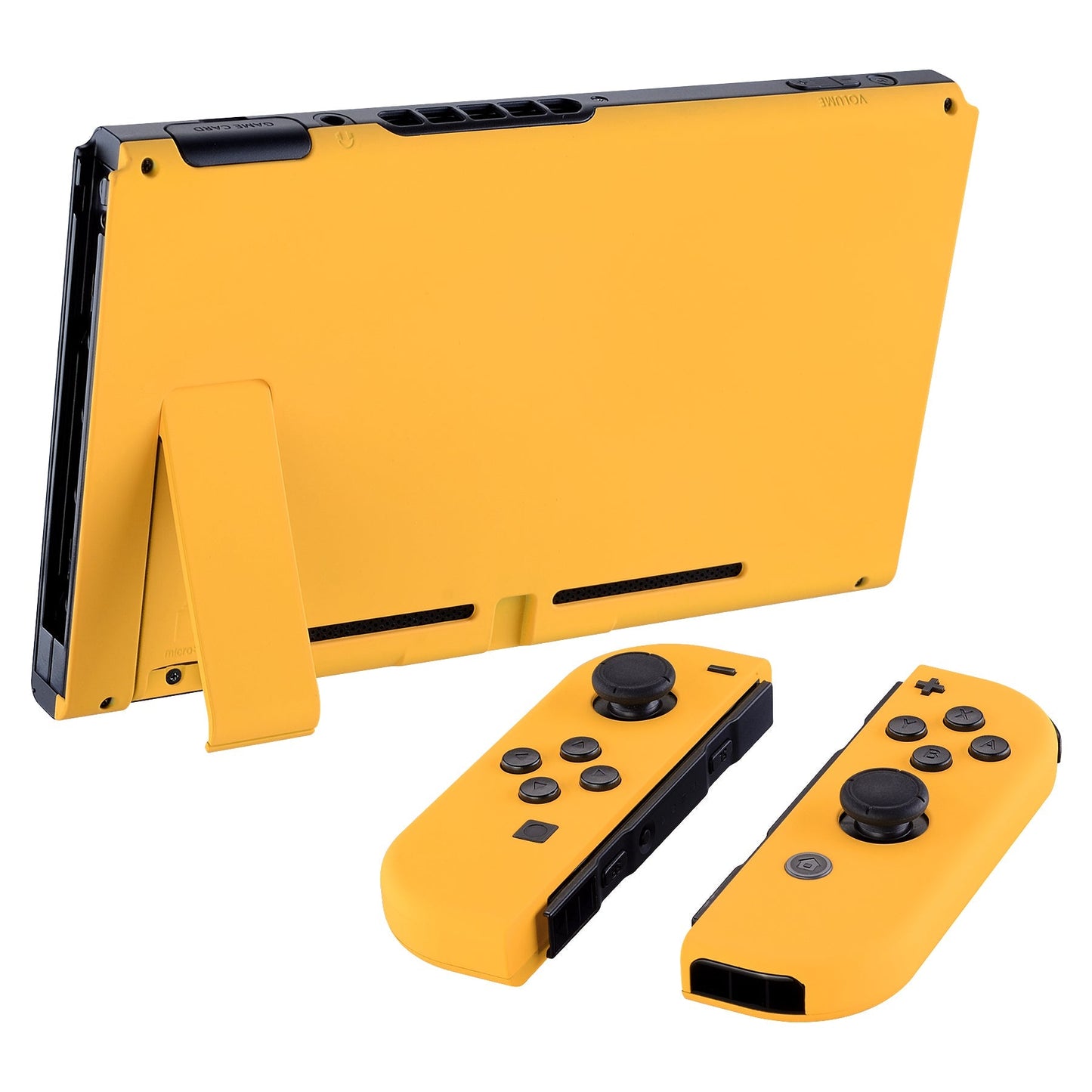 eXtremeRate Retail Soft Touch Grip Caution Yellow Handheld Console Back Plate, Joycon Handheld Controller Housing Shell With Full Set Buttons DIY Replacement Part for Nintendo Switch - QP305