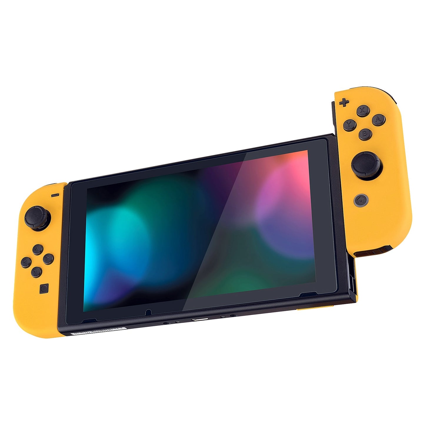 eXtremeRate Retail Soft Touch Grip Caution Yellow Handheld Console Back Plate, Joycon Handheld Controller Housing Shell With Full Set Buttons DIY Replacement Part for Nintendo Switch - QP305