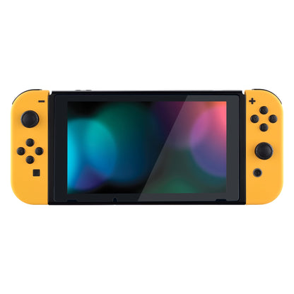 eXtremeRate Retail Soft Touch Grip Caution Yellow Handheld Console Back Plate, Joycon Handheld Controller Housing Shell With Full Set Buttons DIY Replacement Part for Nintendo Switch - QP305