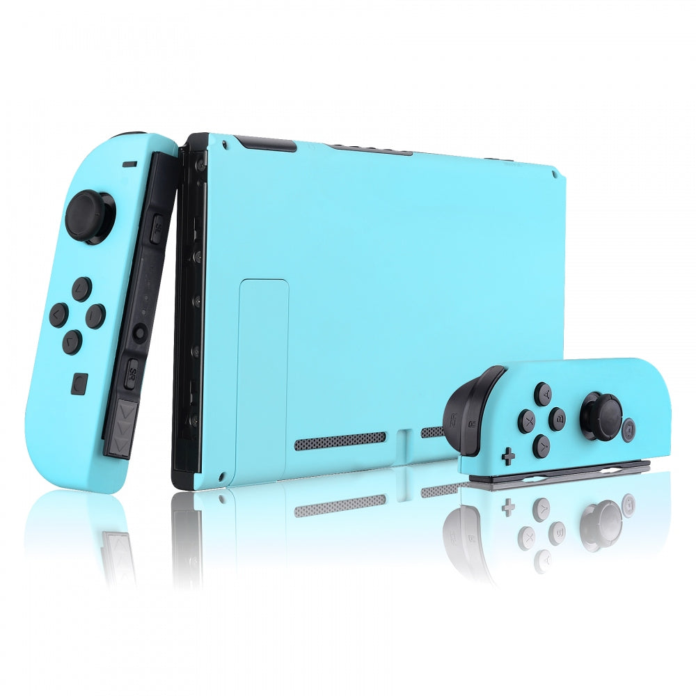 eXtremeRate Retail Soft Touch Grip Heaven Blue Handheld Console Back Plate, Joycon Handheld Controller Housing Shell With Full Set Buttons DIY Replacement Part for Nintendo Switch - QP307