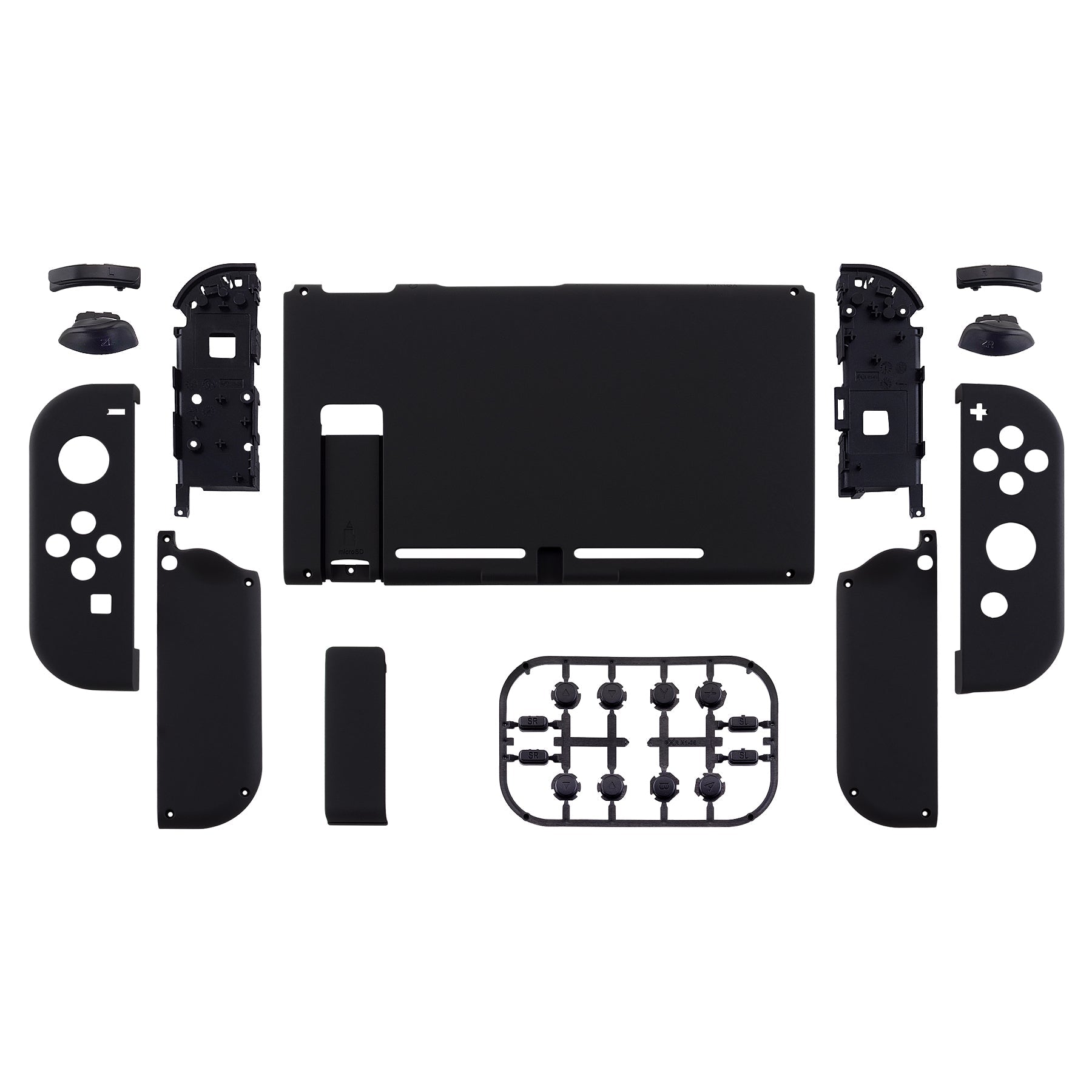 eXtremeRate Retail Soft Touch Grip Back Plate for Nintendo Switch Console, NS Joycon Handheld Controller Housing with Full Set Buttons, DIY Replacement Shell for Nintendo Switch - Black - QP310