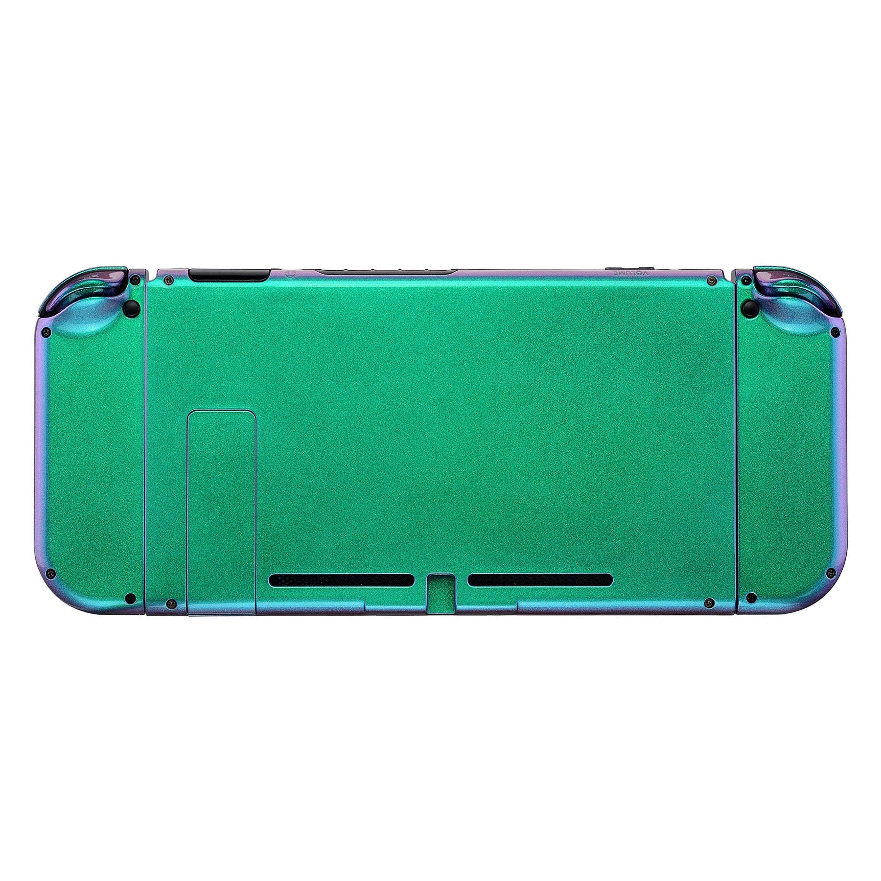 eXtremeRate Retail Glossy Back Plate for Nintendo Switch Console, NS Joycon Handheld Controller Housing with Full Set Buttons, DIY Replacement Shell for Nintendo Switch - Chameleon Green Purple - QP311