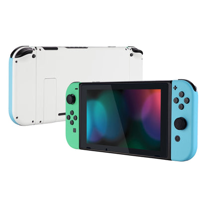 eXtremeRate Retail Soft Touch White Back Plate for Nintendo Switch Console, NS Joycon Handheld Controller Mint Green & Heaven Blue Housing with Full Set Buttons, DIY Replacement Shell for Nintendo Switch - QP312