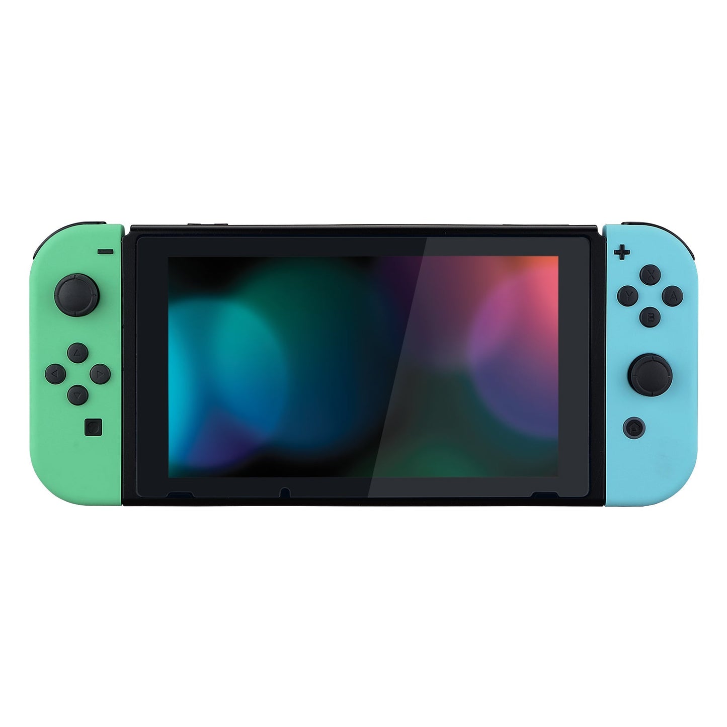 eXtremeRate Retail Soft Touch White Back Plate for Nintendo Switch Console, NS Joycon Handheld Controller Mint Green & Heaven Blue Housing with Full Set Buttons, DIY Replacement Shell for Nintendo Switch - QP312