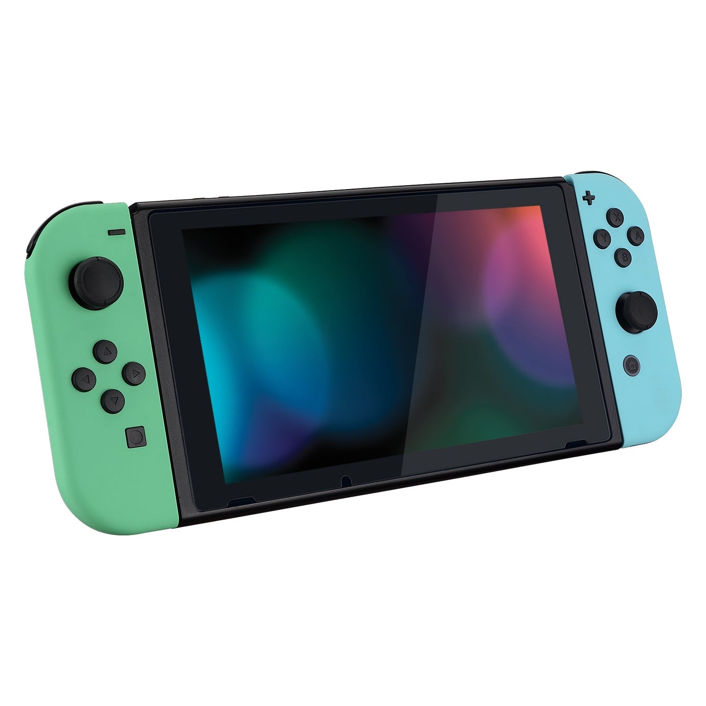 eXtremeRate Retail Soft Touch White Back Plate for Nintendo Switch Console, NS Joycon Handheld Controller Mint Green & Heaven Blue Housing with Full Set Buttons, DIY Replacement Shell for Nintendo Switch - QP312