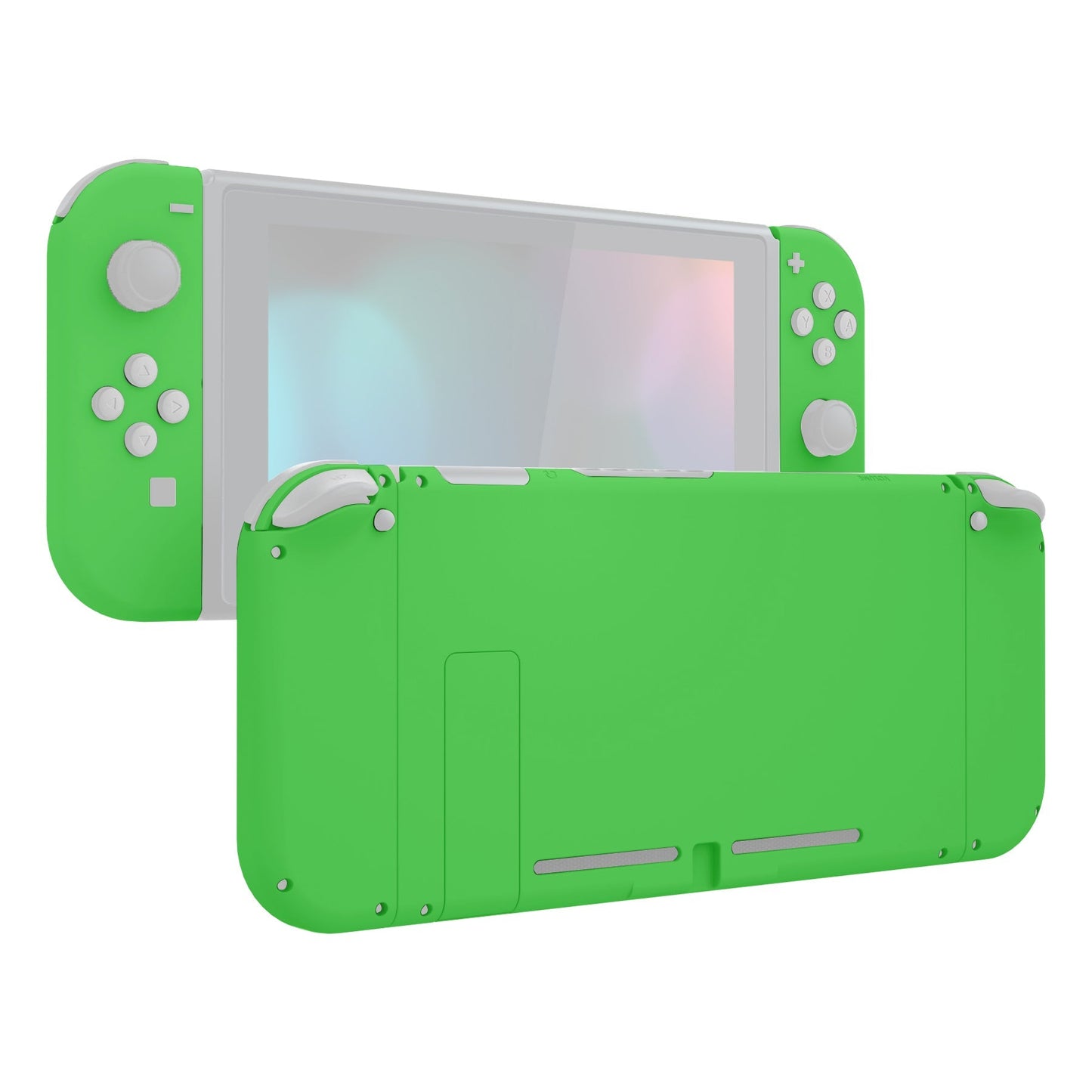 eXtremeRate Retail Green Soft Touch Grip Backplate for NS Switch Console, NS Joycon Handheld Controller Housing with Full Set Buttons, DIY Replacement Shell for NS Switch - QP335