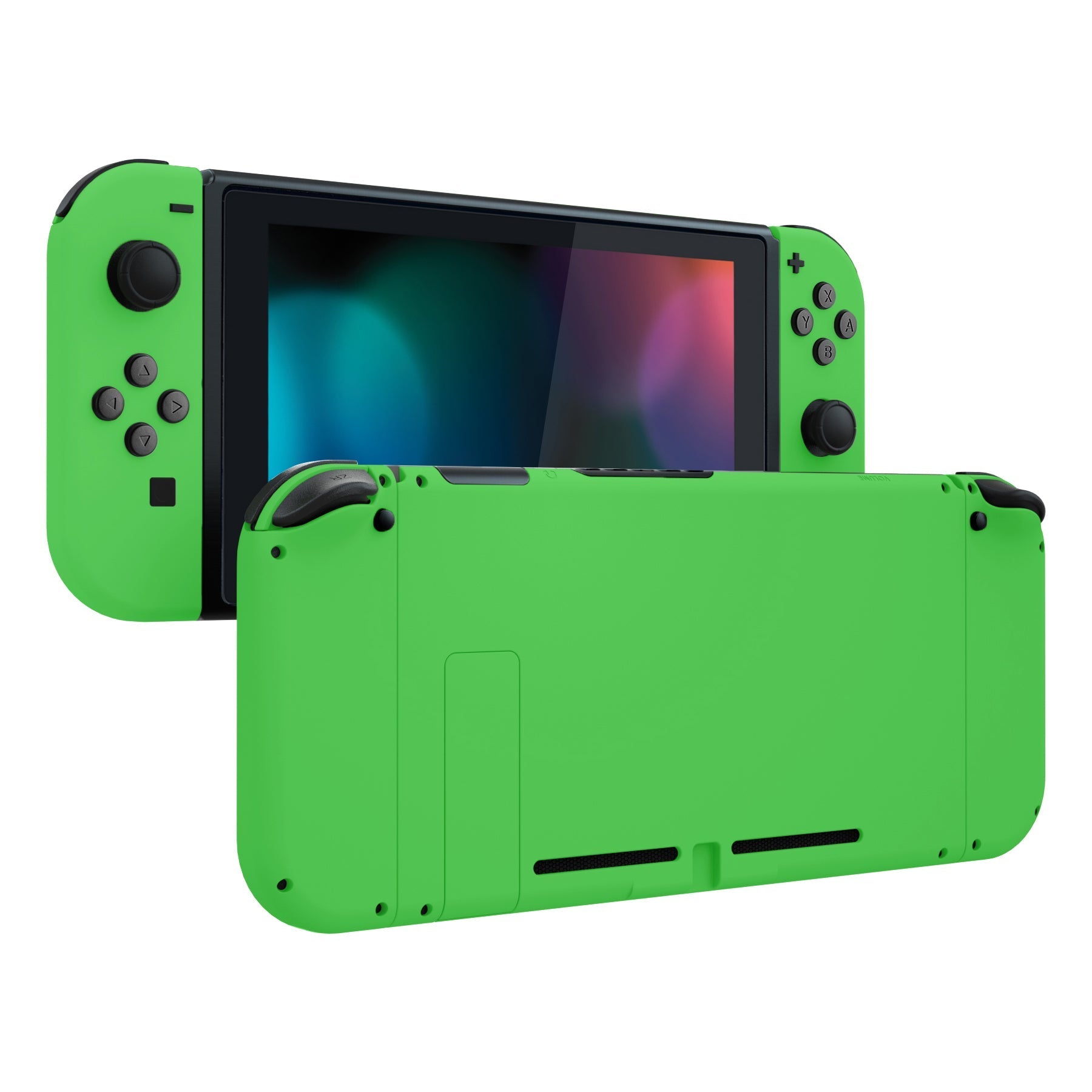 eXtremeRate Retail Green Soft Touch Grip Backplate for NS Switch Console, NS Joycon Handheld Controller Housing with Full Set Buttons, DIY Replacement Shell for NS Switch - QP335