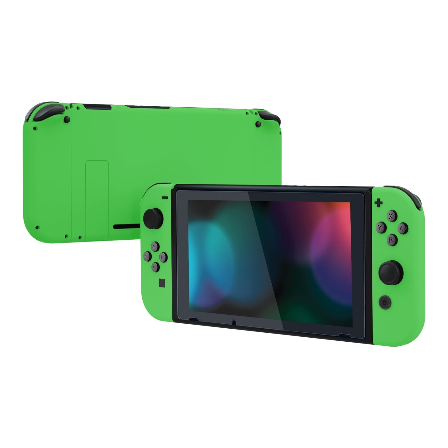 eXtremeRate Retail Green Soft Touch Grip Backplate for NS Switch Console, NS Joycon Handheld Controller Housing with Full Set Buttons, DIY Replacement Shell for NS Switch - QP335