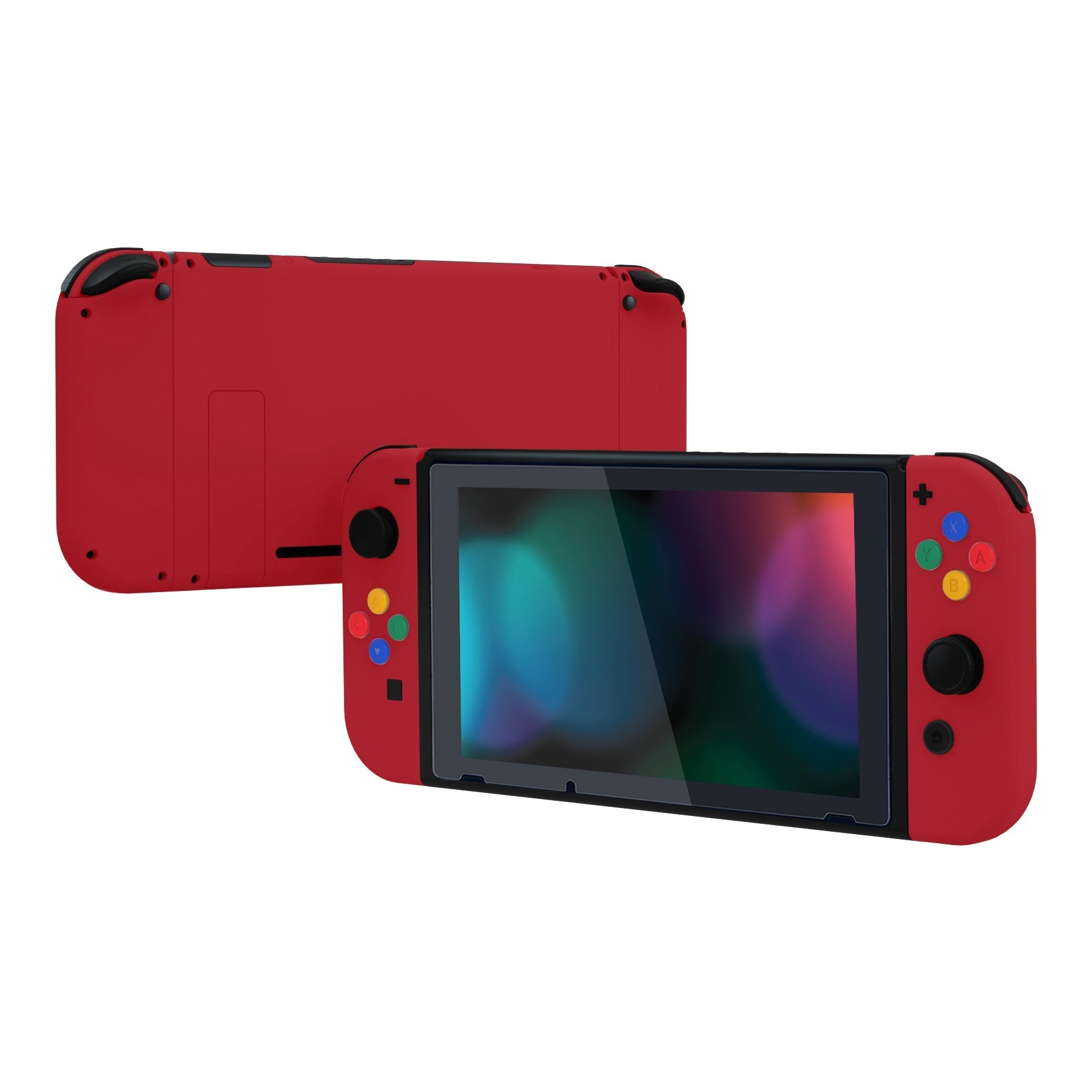 eXtremeRate Retail Passion Red Soft Touch Grip Backplate for NS Switch Console, NS Joycon Handheld Controller Housing with Full Set Buttons, DIY Replacement Shell for NS Switch - QP337