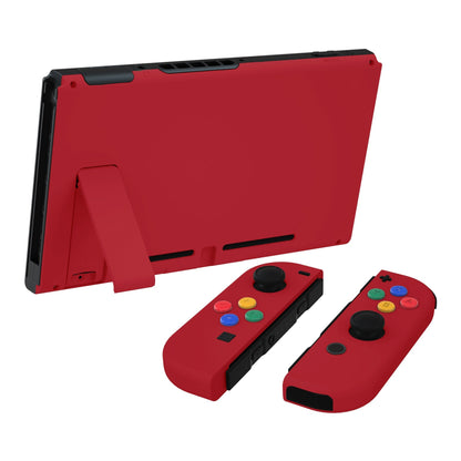 eXtremeRate Retail Passion Red Soft Touch Grip Backplate for NS Switch Console, NS Joycon Handheld Controller Housing with Full Set Buttons, DIY Replacement Shell for NS Switch - QP337