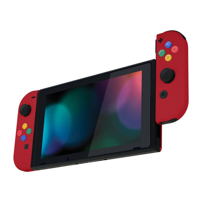 eXtremeRate Retail Passion Red Soft Touch Grip Backplate for NS Switch Console, NS Joycon Handheld Controller Housing with Full Set Buttons, DIY Replacement Shell for NS Switch - QP337