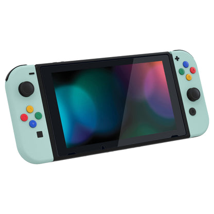 eXtremeRate Retail Light Cyan Soft Touch Grip Backplate for NS Switch Console, NS Joycon Handheld Controller Housing with Full Set Buttons, DIY Replacement Shell for NS Switch - QP338