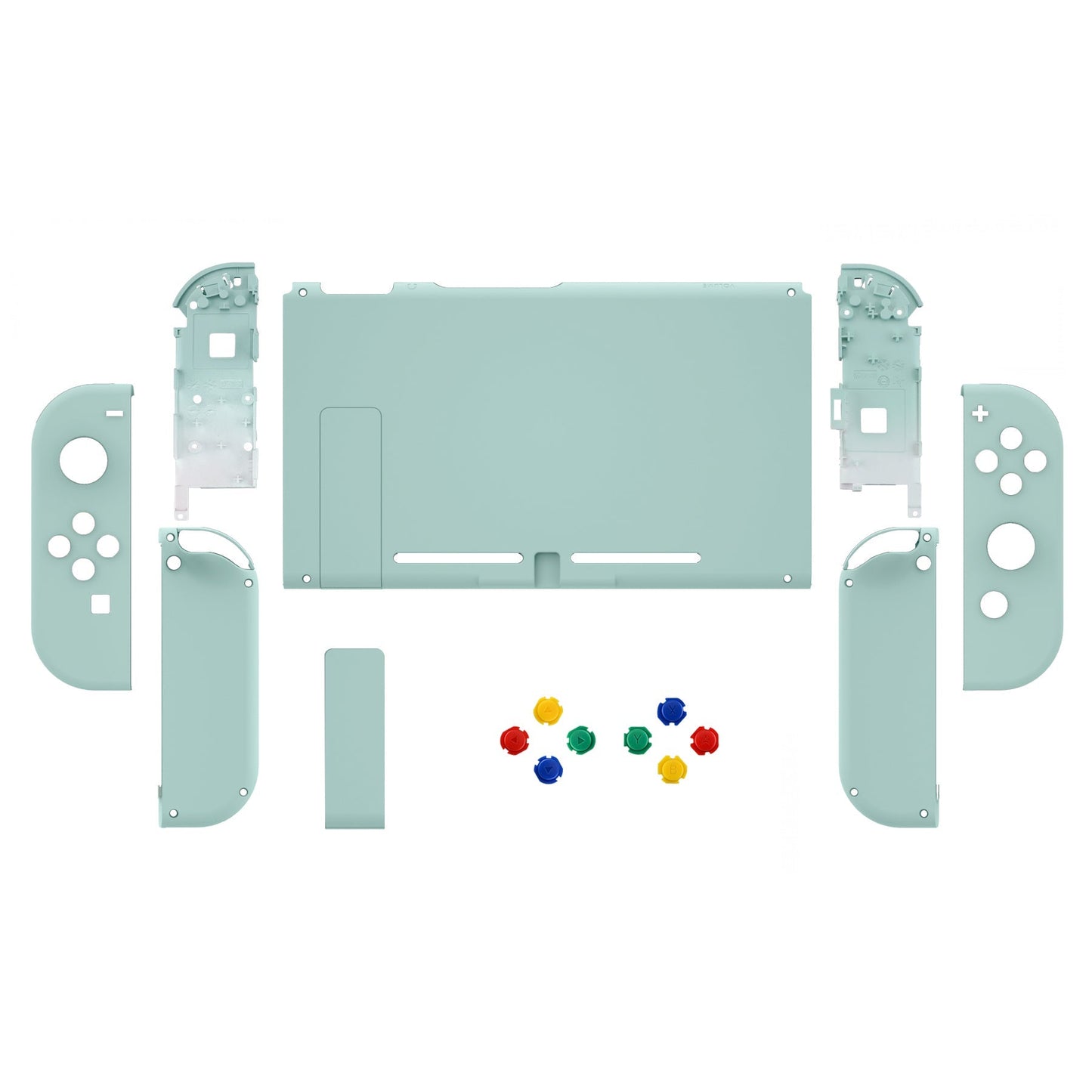 eXtremeRate Retail Light Cyan Soft Touch Grip Backplate for NS Switch Console, NS Joycon Handheld Controller Housing with Full Set Buttons, DIY Replacement Shell for NS Switch - QP338