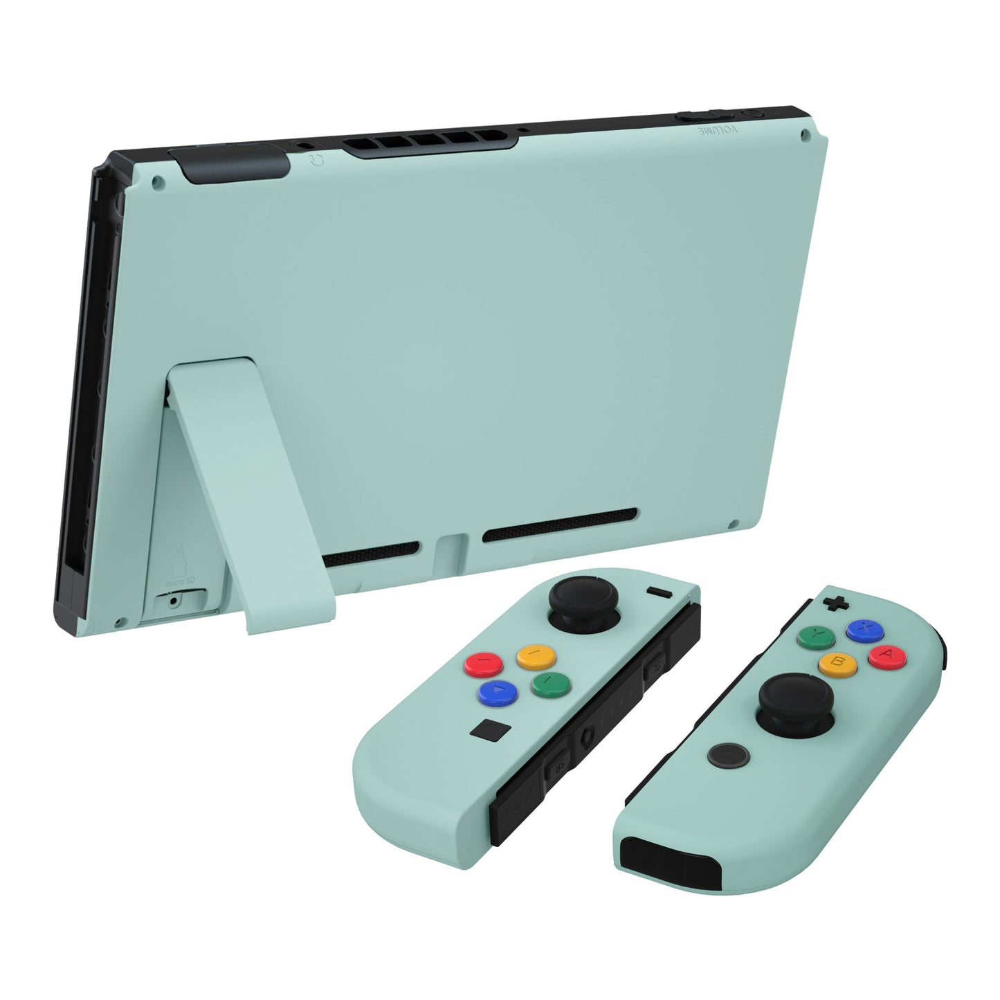 eXtremeRate Retail Light Cyan Soft Touch Grip Backplate for NS Switch Console, NS Joycon Handheld Controller Housing with Full Set Buttons, DIY Replacement Shell for NS Switch - QP338