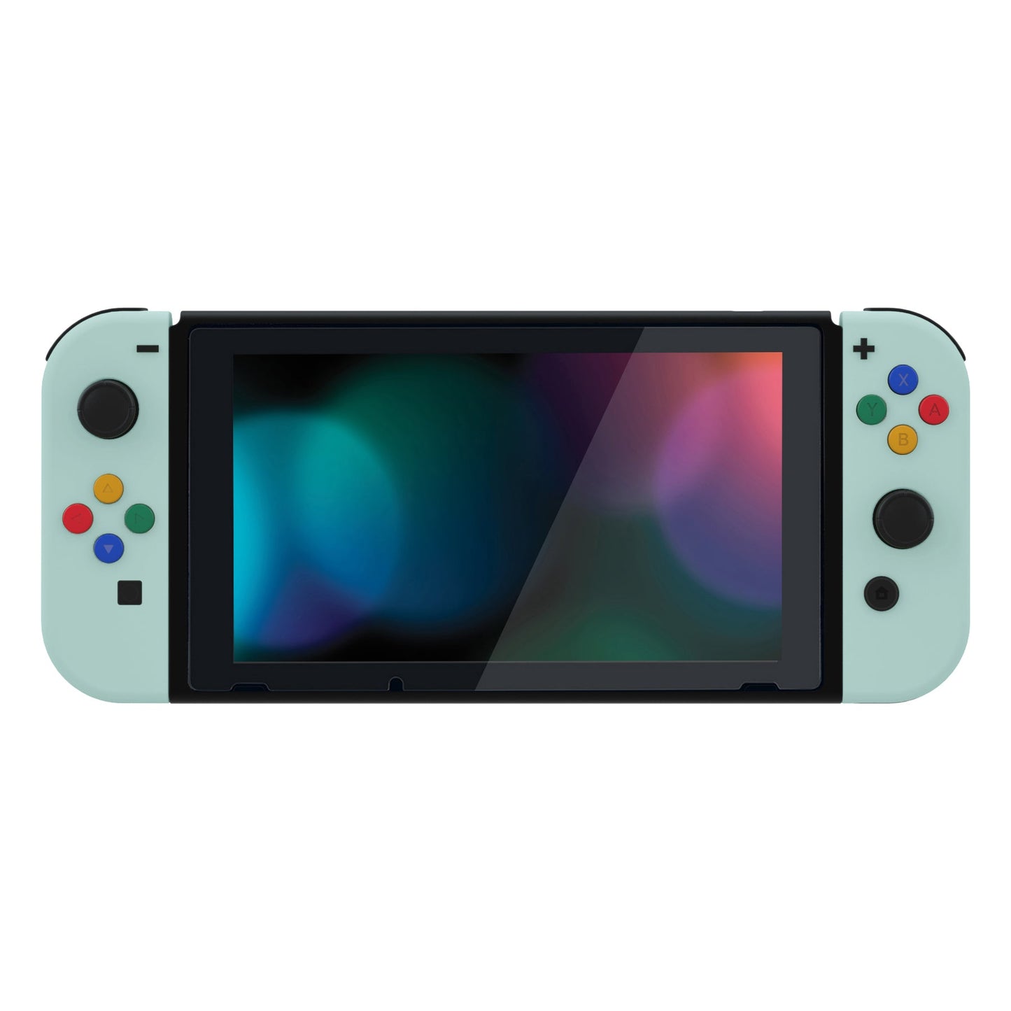 eXtremeRate Retail Light Cyan Soft Touch Grip Backplate for NS Switch Console, NS Joycon Handheld Controller Housing with Full Set Buttons, DIY Replacement Shell for NS Switch - QP338