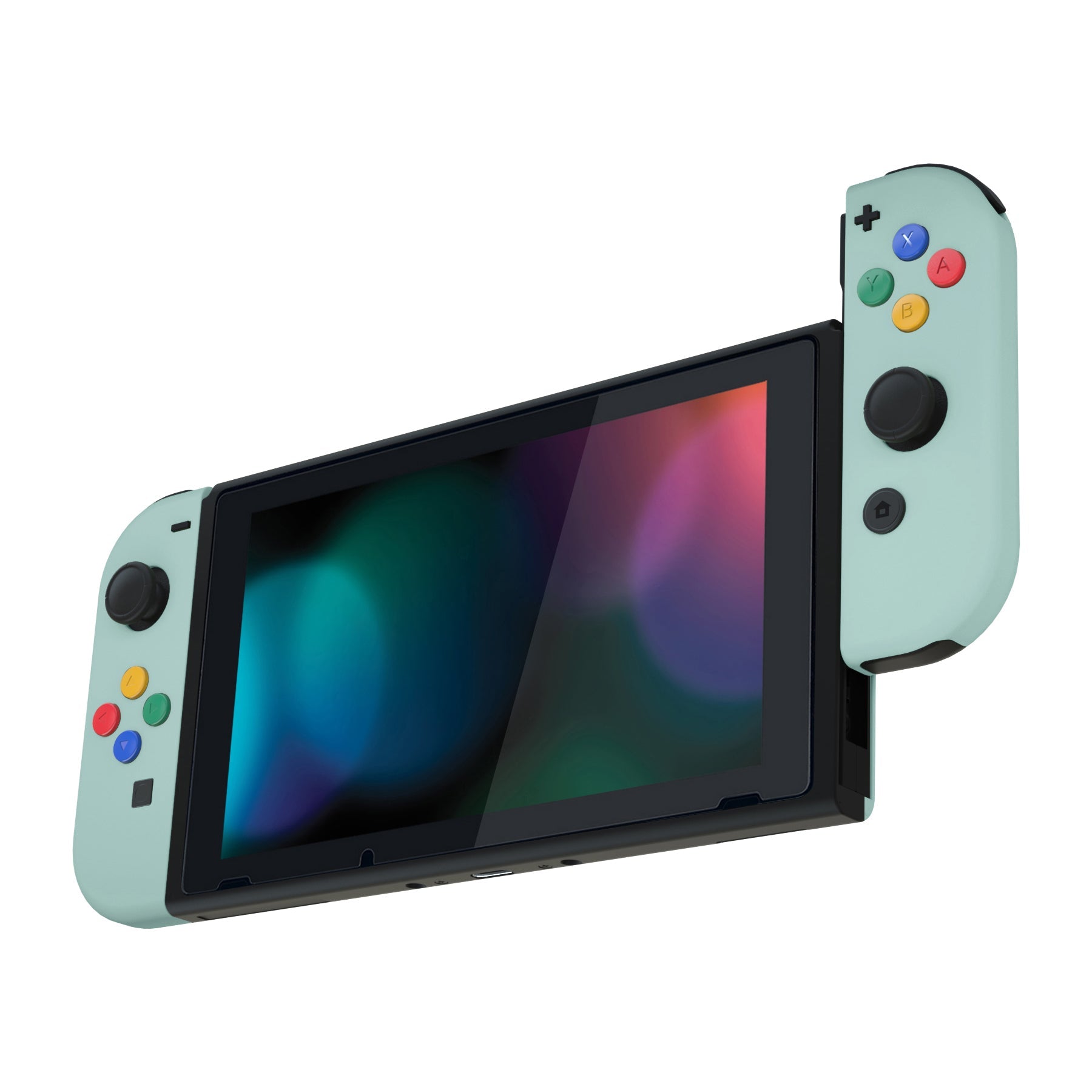 eXtremeRate Retail Light Cyan Soft Touch Grip Backplate for NS Switch Console, NS Joycon Handheld Controller Housing with Full Set Buttons, DIY Replacement Shell for NS Switch - QP338