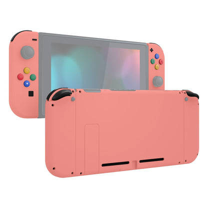 eXtremeRate Retail Coral Soft Touch Grip Backplate for NS Switch Console, NS Joycon Handheld Controller Housing with Full Set Buttons, DIY Replacement Shell for NS Switch - QP339