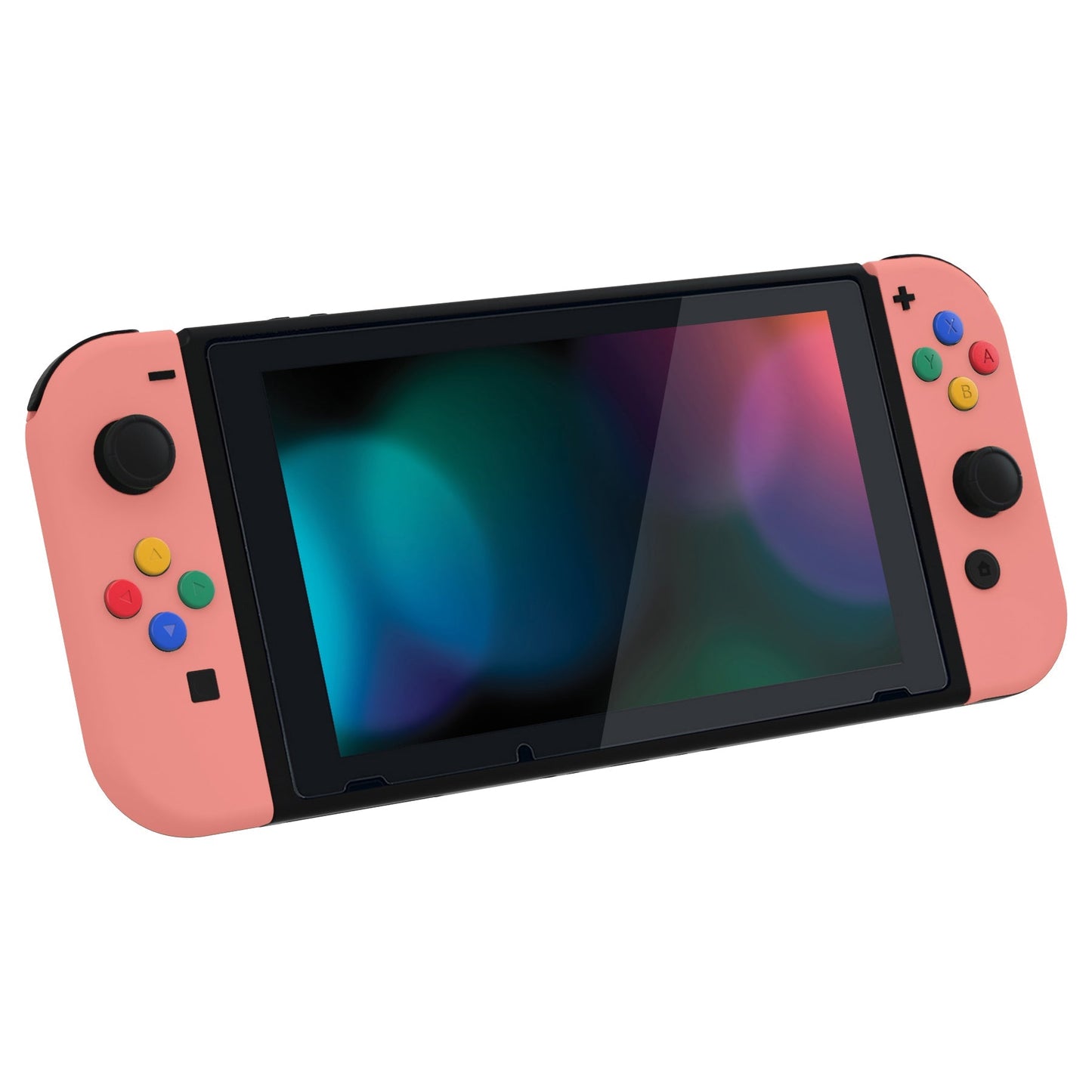 eXtremeRate Retail Coral Soft Touch Grip Backplate for NS Switch Console, NS Joycon Handheld Controller Housing with Full Set Buttons, DIY Replacement Shell for NS Switch - QP339