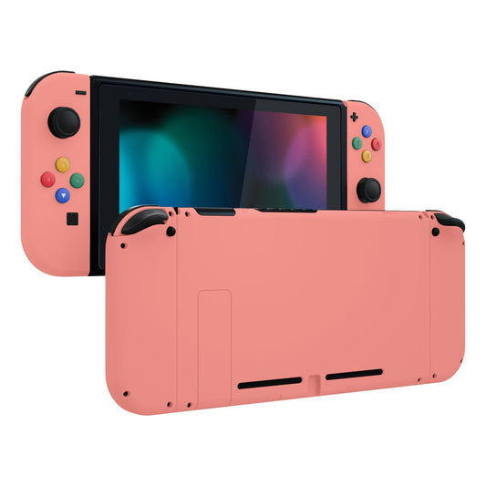 eXtremeRate Retail Coral Soft Touch Grip Backplate for NS Switch Console, NS Joycon Handheld Controller Housing with Full Set Buttons, DIY Replacement Shell for NS Switch - QP339