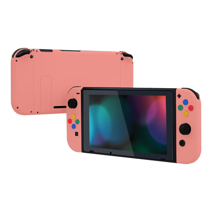 eXtremeRate Retail Coral Soft Touch Grip Backplate for NS Switch Console, NS Joycon Handheld Controller Housing with Full Set Buttons, DIY Replacement Shell for NS Switch - QP339