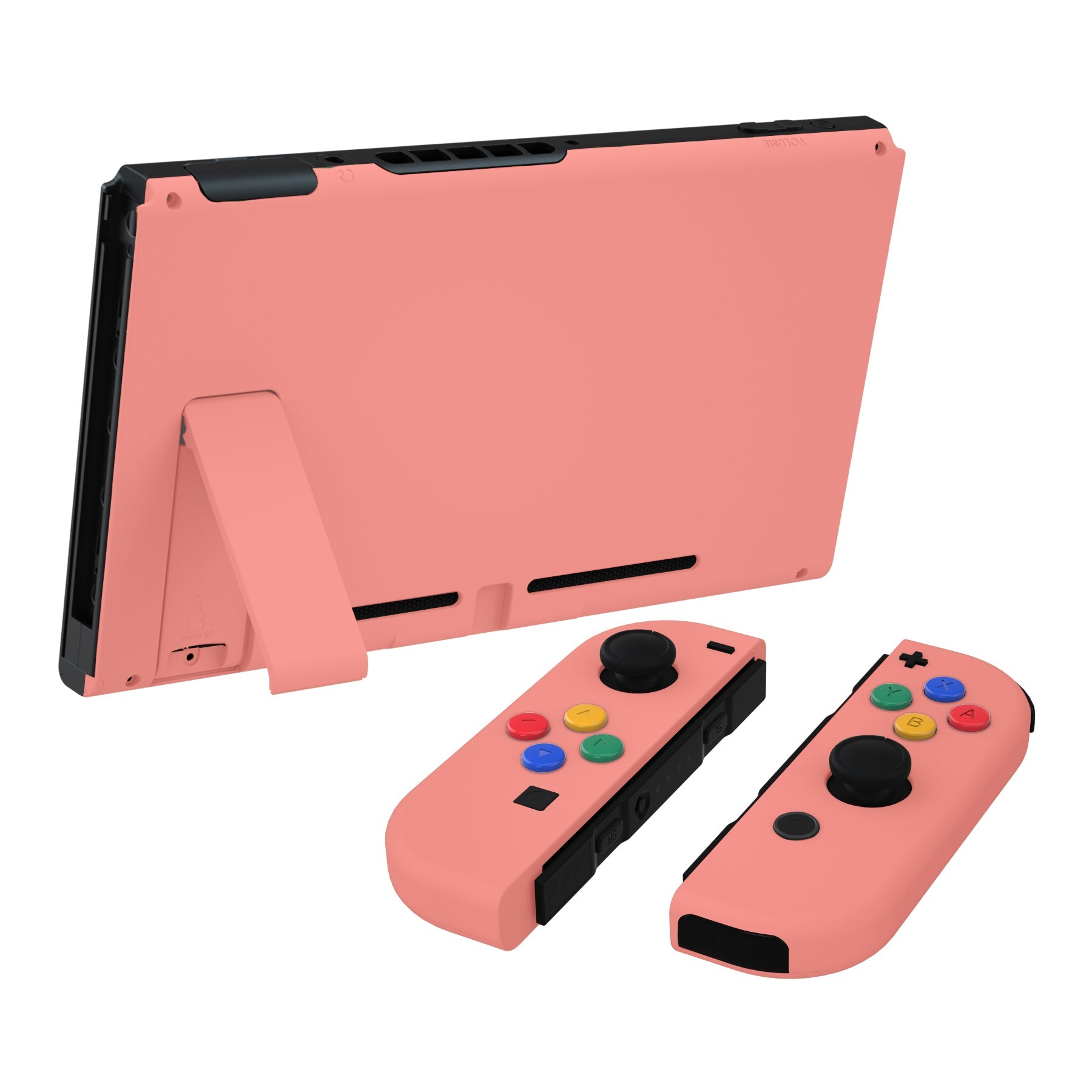 eXtremeRate Retail Coral Soft Touch Grip Backplate for NS Switch Console, NS Joycon Handheld Controller Housing with Full Set Buttons, DIY Replacement Shell for NS Switch - QP339