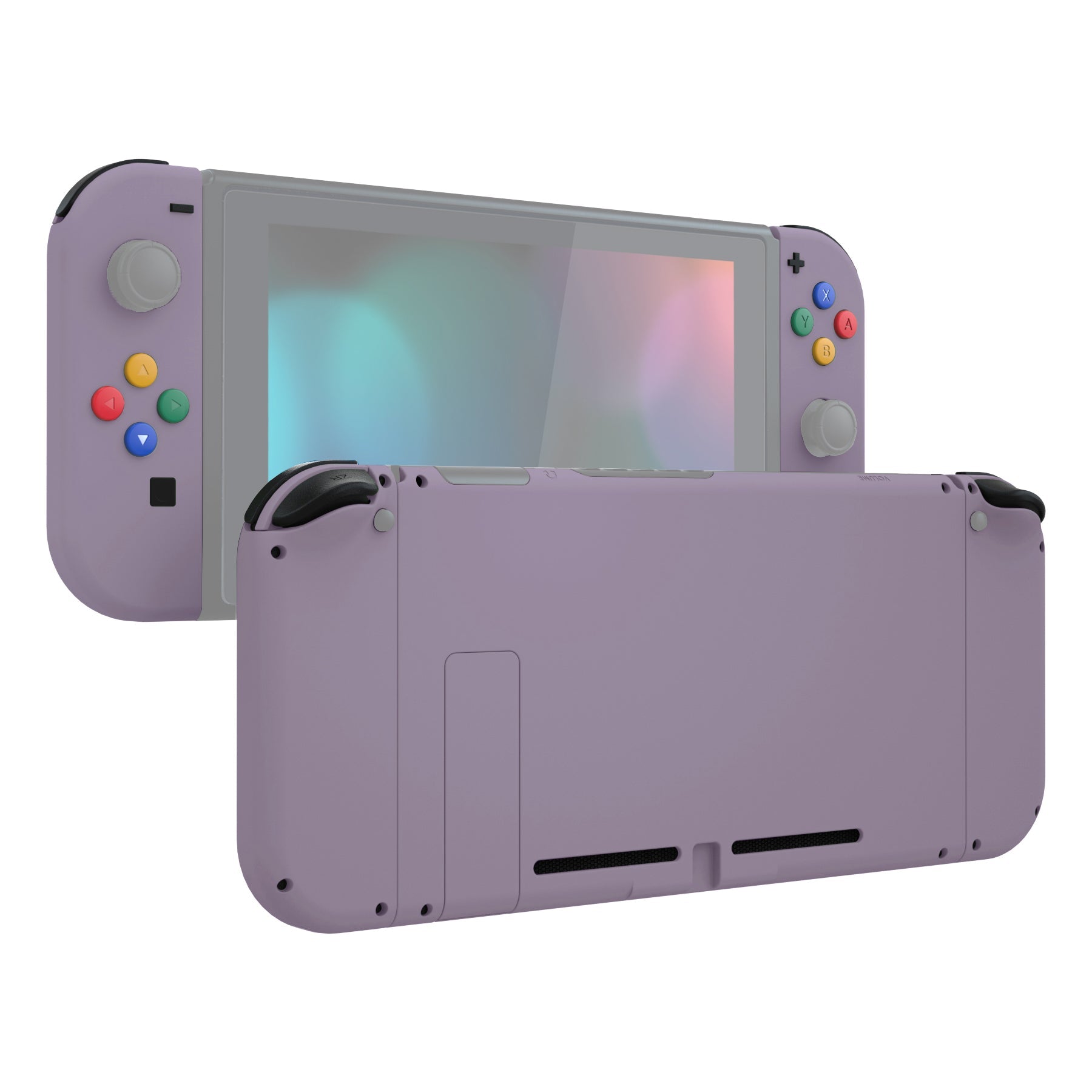 eXtremeRate Retail Dark Grayish Violet Soft Touch Grip Backplate for NS Switch Console, NS Joycon Handheld Controller Housing with Full Set Buttons, DIY Replacement Shell for NS Switch - QP341