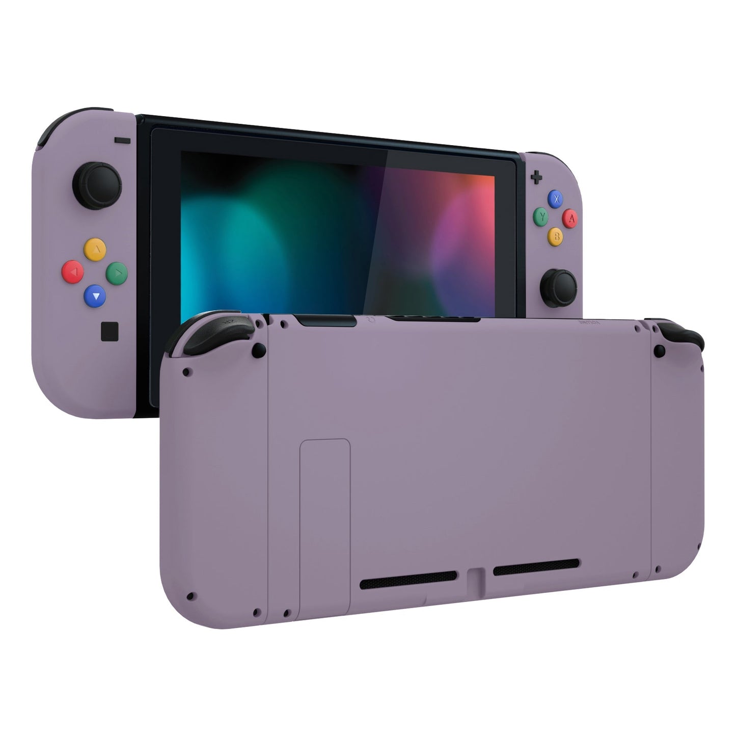 eXtremeRate Retail Dark Grayish Violet Soft Touch Grip Backplate for NS Switch Console, NS Joycon Handheld Controller Housing with Full Set Buttons, DIY Replacement Shell for NS Switch - QP341