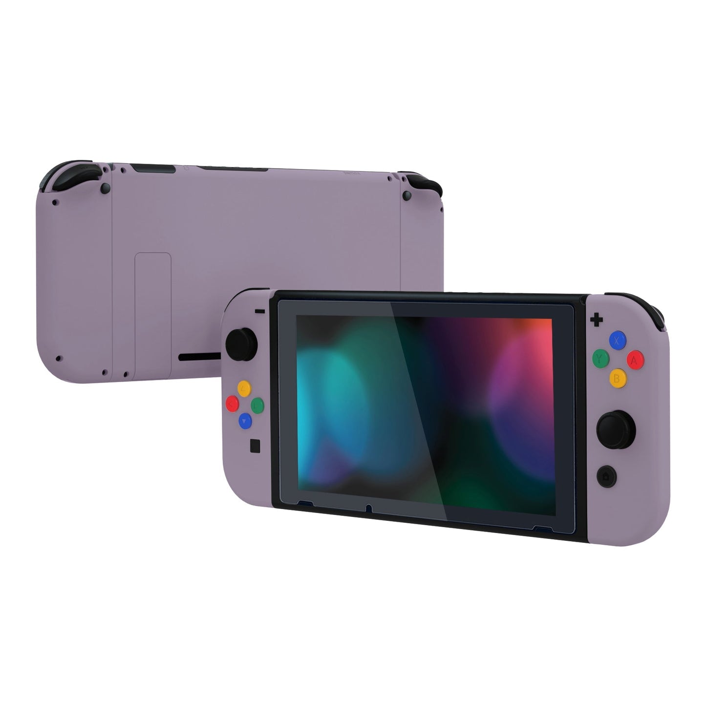 eXtremeRate Retail Dark Grayish Violet Soft Touch Grip Backplate for NS Switch Console, NS Joycon Handheld Controller Housing with Full Set Buttons, DIY Replacement Shell for NS Switch - QP341