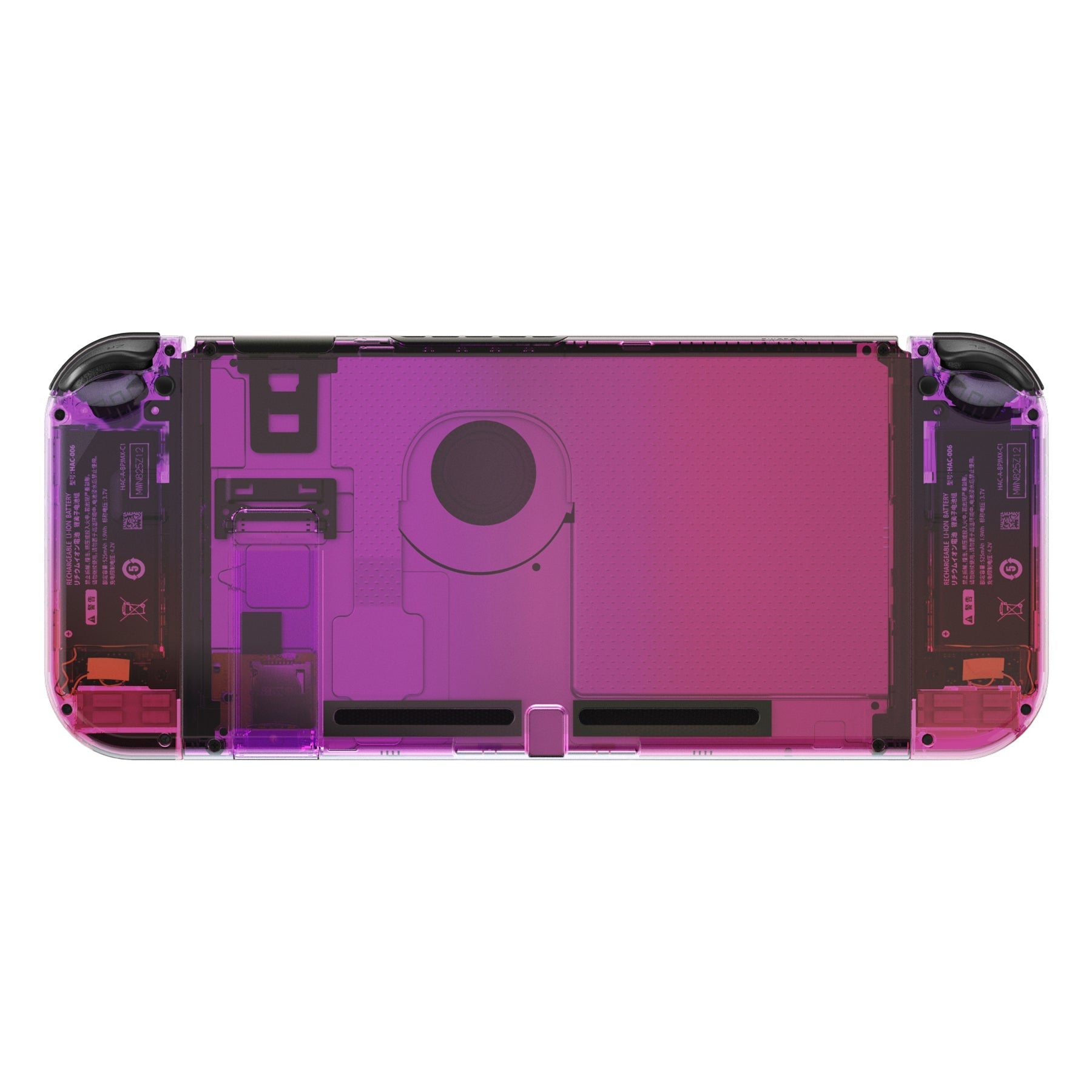 eXtremeRate Retail Clear Atomic Purple Rose Red Back Plate for NS Switch Console, NS Joycon Handheld Controller Housing with Full Set Buttons, DIY Replacement Shell for Nintendo Switch - QP343