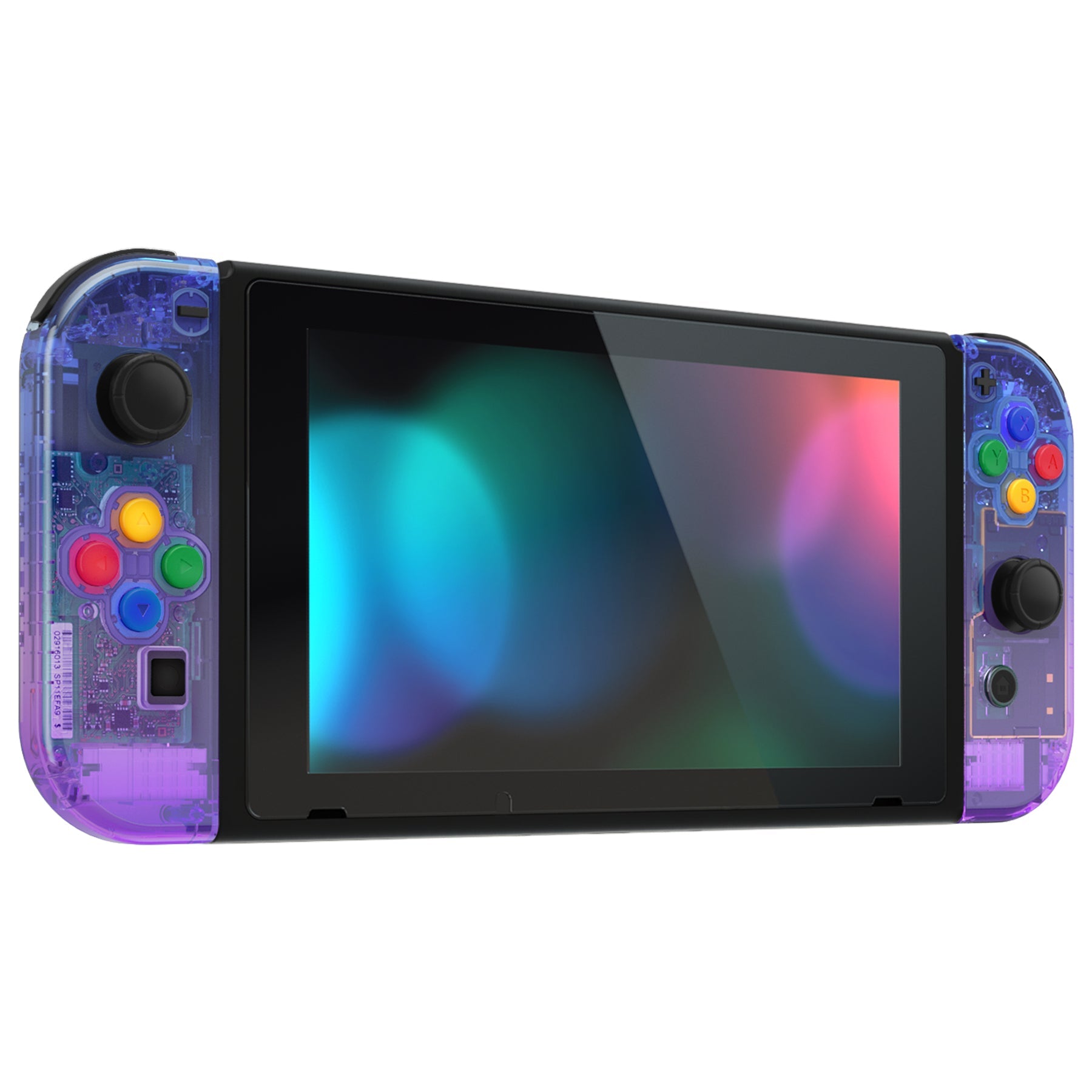 eXtremeRate Retail Gradient Translucent Bluebell Back Plate for NS Switch Console, NS Joycon Handheld Controller Housing with Full Set Buttons, DIY Replacement Shell for Nintendo Switch - QP345