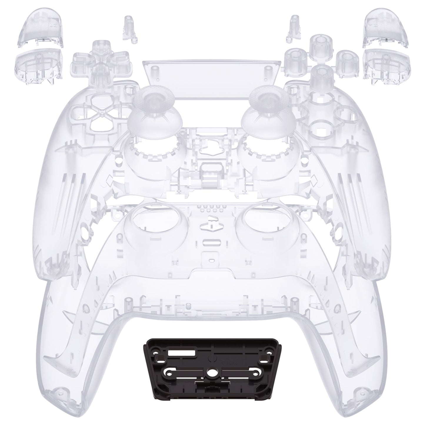 eXtremeRate Retail Full Set Housing Shell with Buttons Touchpad Cover, Clear Custom Replacement Decorative Trim Shell Front Back Plates Compatible with ps5 Controller BDM-010 BDM-020 - Controller NOT Included - QPFM5001G2