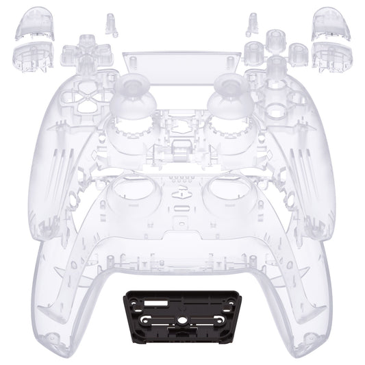 eXtremeRate Retail Full Set Housing Shell with Buttons Touchpad Cover, Clear Custom Replacement Decorative Trim Shell Front Back Plates Compatible with ps5 Controller BDM-010 BDM-020 - Controller NOT Included - QPFM5001G2