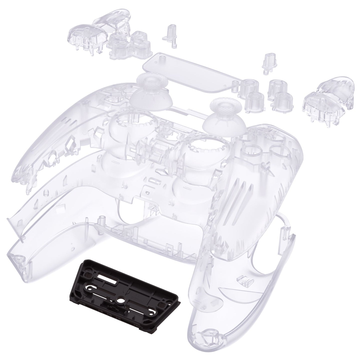 eXtremeRate Retail Full Set Housing Shell with Buttons Touchpad Cover, Clear Custom Replacement Decorative Trim Shell Front Back Plates Compatible with ps5 Controller BDM-010 BDM-020 - Controller NOT Included - QPFM5001G2