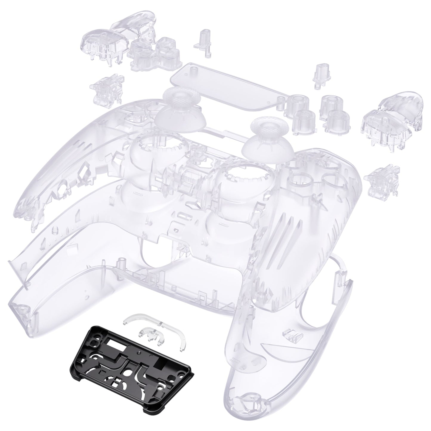 eXtremeRate Retail Full Set Housing Shell with Action Buttons Touchpad Cover, Clear Replacement Decorative Trim Shell Front Back Plates Compatible with ps5 Controller BDM-030 - QPFM5001G3