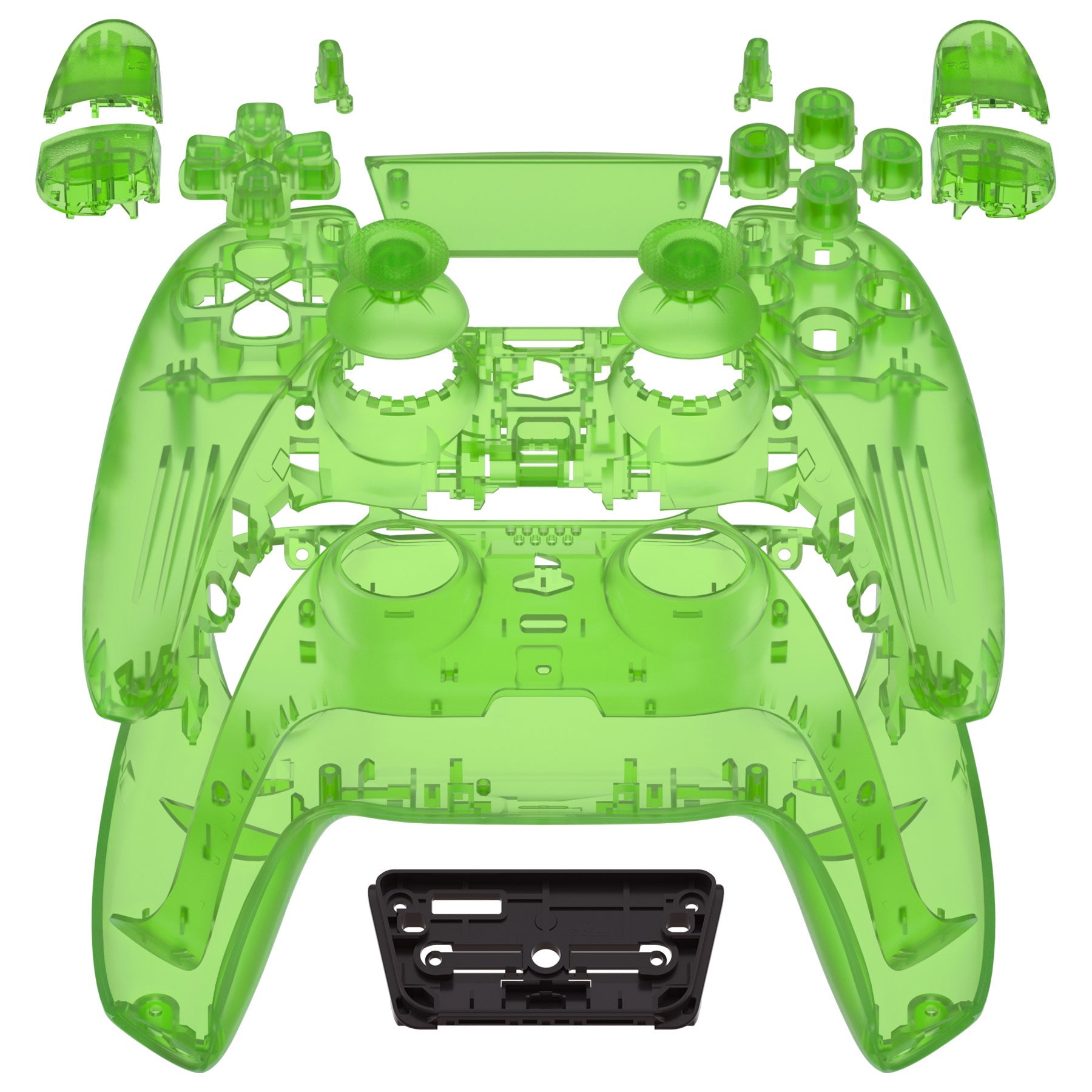 eXtremeRate Retail Full Set Housing Shell with Buttons Touchpad Cover, Clear Green Custom Replacement Decorative Trim Shell Front Back Plates Compatible with ps5 Controller BDM-010 BDM-020 - Controller NOT Included - QPFM5003G2