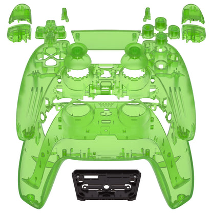 eXtremeRate Retail Full Set Housing Shell with Buttons Touchpad Cover, Clear Green Custom Replacement Decorative Trim Shell Front Back Plates Compatible with ps5 Controller BDM-010 BDM-020 - Controller NOT Included - QPFM5003G2