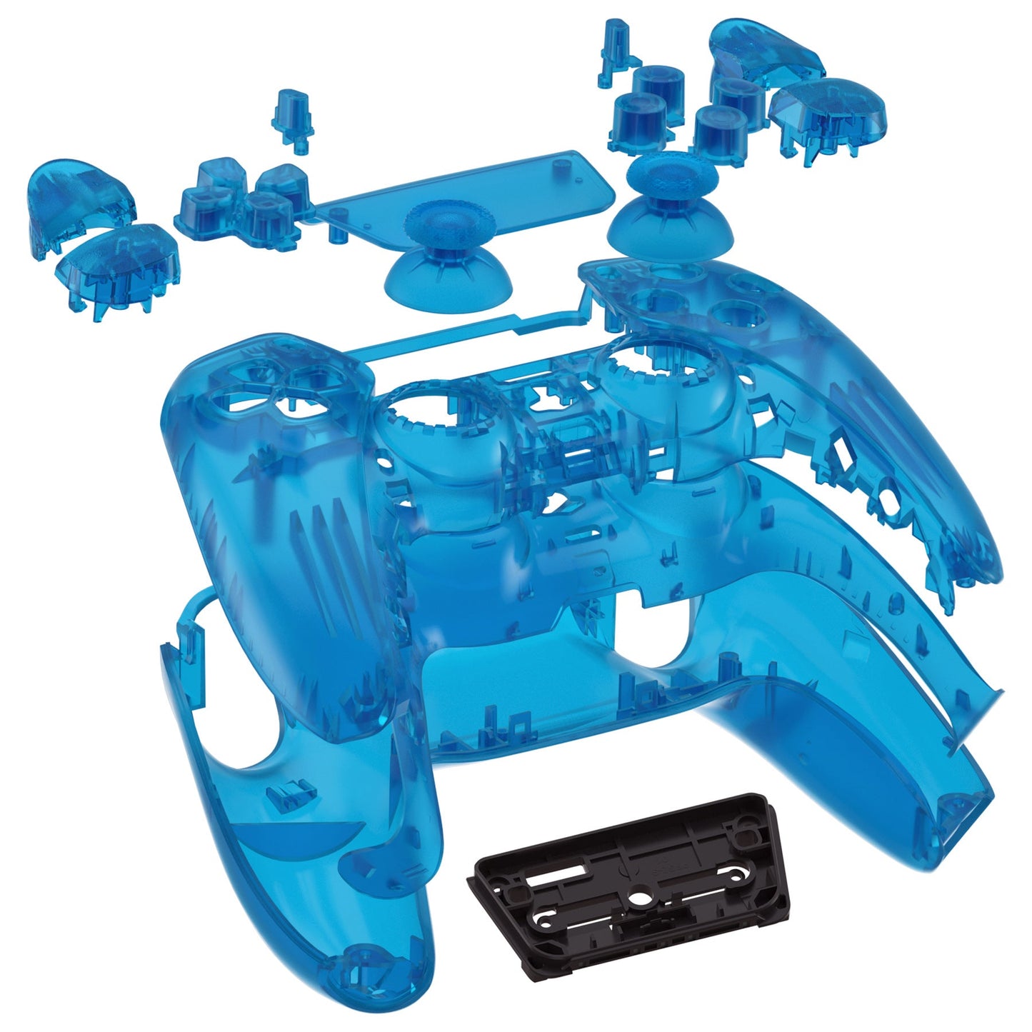 eXtremeRate Retail Full Set Housing Shell with Buttons Touchpad Cover, Clear Blue Custom Replacement Decorative Trim Shell Front Back Plates Compatible with ps5 Controller BDM-010 BDM-020 - Controller NOT Included - QPFM5004G2