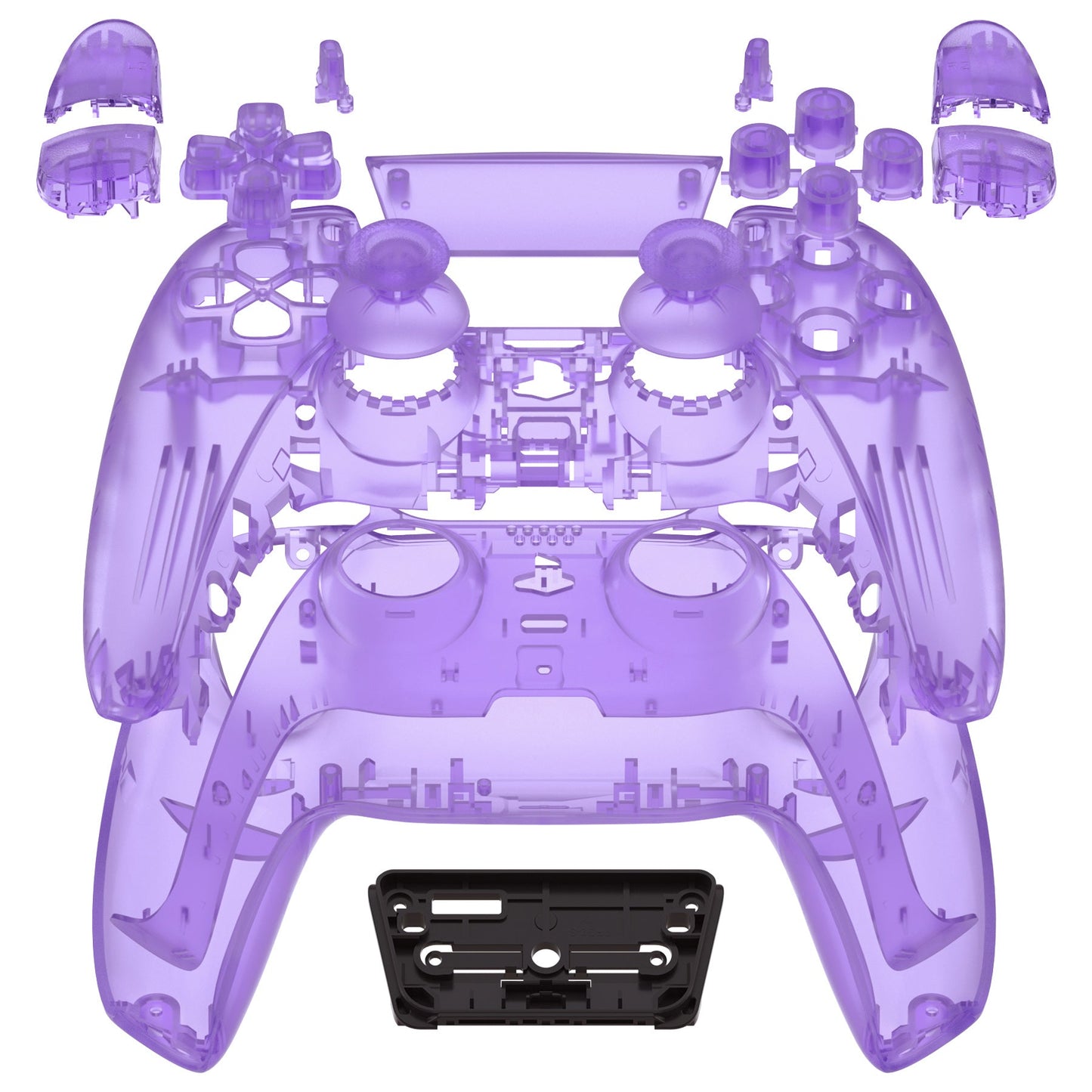 eXtremeRate Retail Full Set Housing Shell with Buttons Touchpad Cover, Clear Atomic Purple Custom Replacement Decorative Trim Shell Front Back Plates Compatible with ps5 Controller BDM-010 BDM-020 - Controller NOT Included - QPFM5005G2