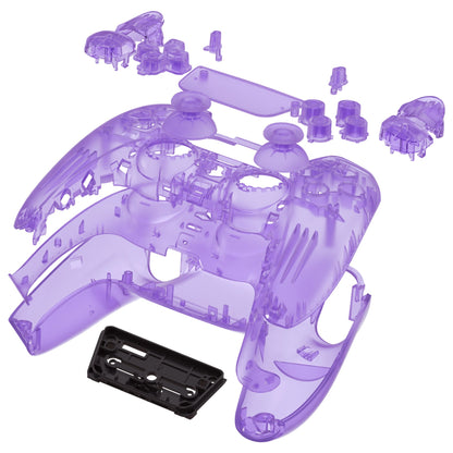 eXtremeRate Retail Full Set Housing Shell with Buttons Touchpad Cover, Clear Atomic Purple Custom Replacement Decorative Trim Shell Front Back Plates Compatible with ps5 Controller BDM-010 BDM-020 - Controller NOT Included - QPFM5005G2