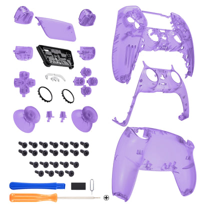 eXtremeRate PS5コントローラーBDM-030/040/050対応交換対応用フルセットシェル＆ボタン【クリアパープル】