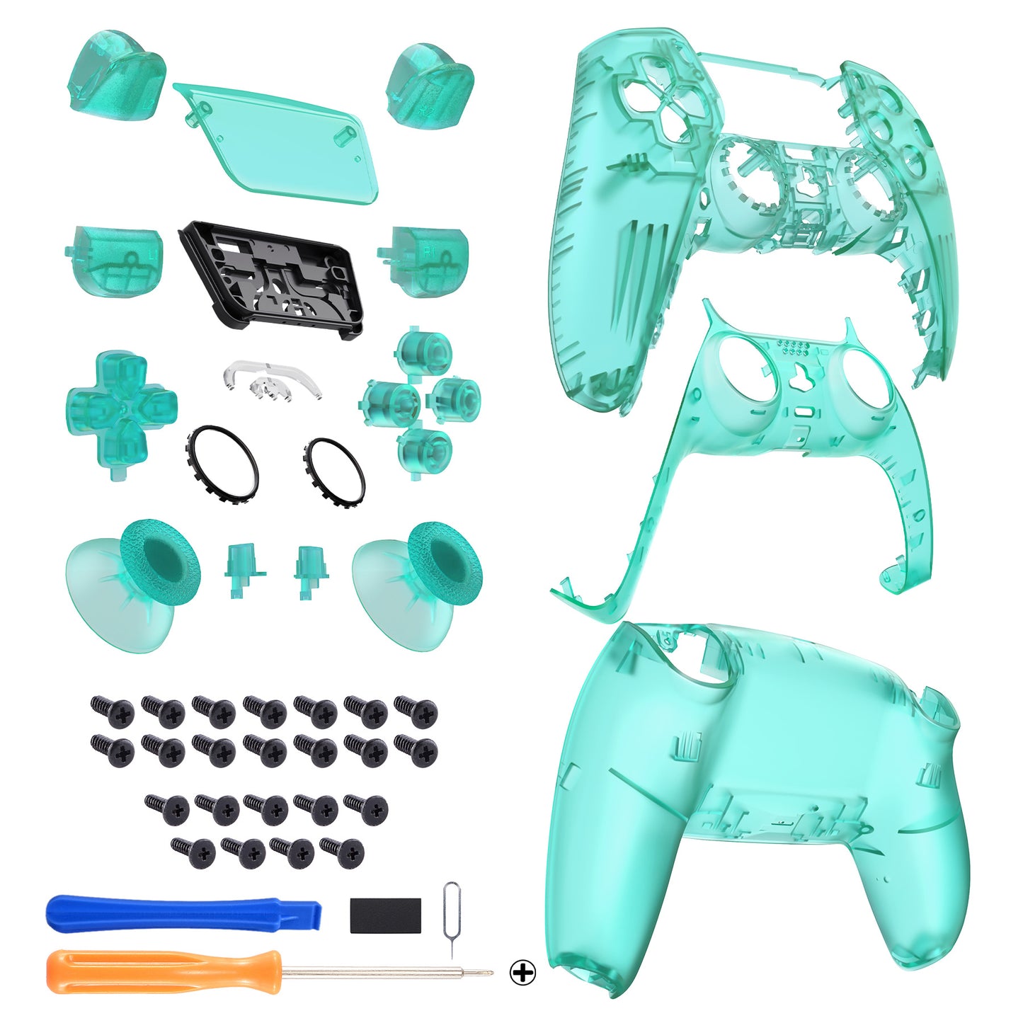 eXtremeRate PS5コントローラーBDM-030/040/050対応交換対応用フルセットシェル＆ボタン【エメラルドグリーン】