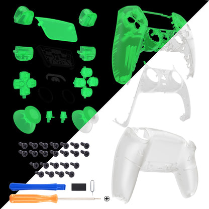 eXtremeRate PS5コントローラーBDM-030/040/050対応交換対応用フルセットシェル＆ボタン【暗闇で光る-グリーン】